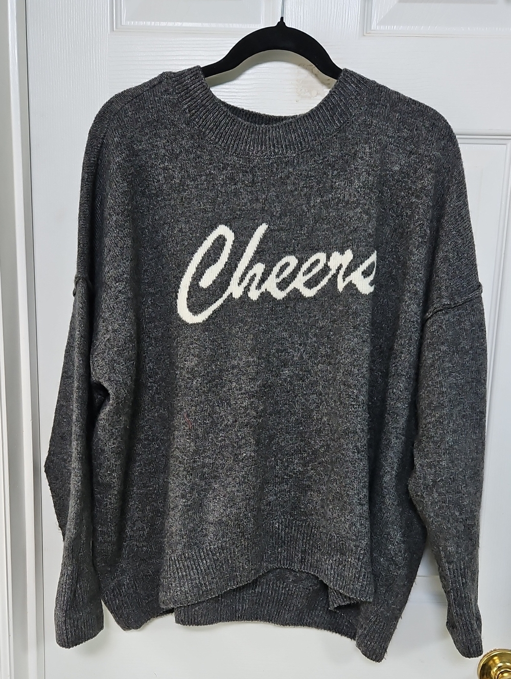 Vince Camuto Charcoal Gray 'Cheers' Crewneck Sweater